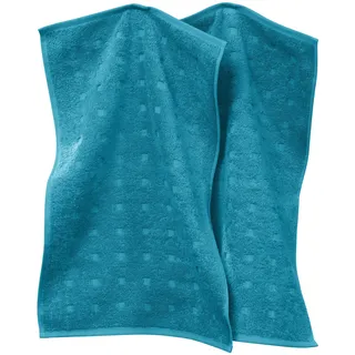 Möve Gästetuch Quadretti 2er-Pack Walk-Frottier Petrol Größe 30x50 cm