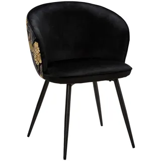 Livetastic Armlehnstuhl, Schwarz, Gold, Holz, Metall, Textil, Pappel, Sperrholz, Blätter, Rundrohr, 60x81x60 cm, Esszimmer, Stühle, Esszimmerstühle, Armlehnenstühle