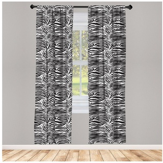 Gardine Vorhang für Wohnzimmer Schlafzimmer Dekor, Abakuhaus, Microfaser, Schwarz-Weiss Wilde Zebra-Linien schwarz|weiß 150 cm x 245 cm