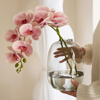 XIUWOUG Graue Glasvase für Blumen Hohe Glasvase für Dekor Bodenvase Dekorative Vasen für zu Hause Tischaufsätze Blumendekor und Bauernhausdekor,Grey1