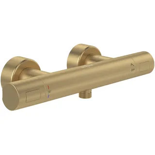 Villeroy & Boch Universal Taps & Fittings Duschthermostat, Duscharmatur mit Verbrühschutz und Sicherheitssperre bei 38°, Mischbatterie Dusche Aufputz, rund, Brushed Gold