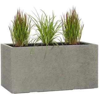 Pflanzwerk® Pflanzkübel TUB Lava Grau 30x60x30cm XXL – Rechteckig – Großer Fiberglas Blumenkübel für außen und innen - Frostbeständig - UV-Schutz - Markenqualität