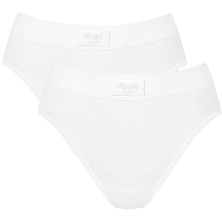 Sloggi Damen Tai-Slips, 2er Pack - Double Comfort Tai 2P, Unterwäsche, Unterhose, Baumwolle, Logo, einfarbig Weiß 38