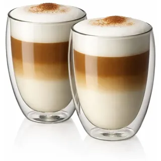 kela Latte-Macchiato Glas Cortona 2er Set Kaffeebecher Kaffeetasse Becher doppelwandig Gläser thermo Kaffeegläser 300 ml