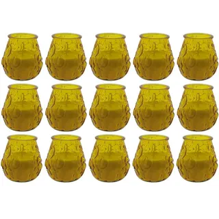 Jean Products Duftkerze 15er Set Kerze Citronella im Glas (Set, 15-tlg., Citronella Kerze im Glas), Mückenschutz Insektenschutz Zitronenduft Mückenabwehr Mückenschreck gelb