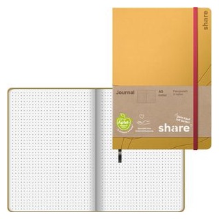 share Notizbuch 4-0014005, A5, 192 Blatt, gelb, Hardcover, Upcycling, dotted