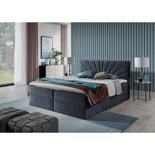 Bettgestell IVANA 4 (180x220 cm) – Dunkelgrau + GRATIS Matratzenauflage - Grau