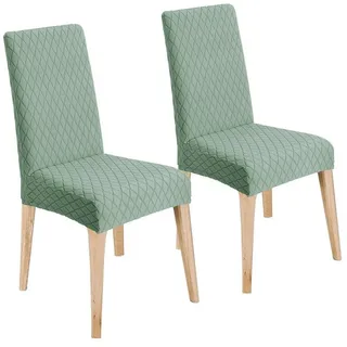 LuxusKollektion Stuhlbezug Stuhlhussen 2er Set Universal Stuhlbezug Waschbar Matcha Grün 2er Set