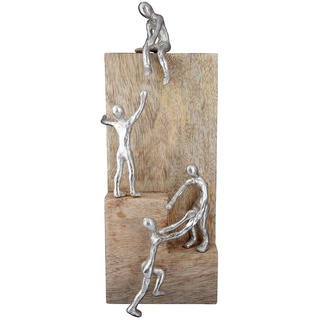 GILDE Deko Figur Skulptur Helping Hand - Aluminium Mangoholz - Deko Wohnzimmer - Geschenk Weihnachten Geburtstagsgeschenk - Farben: Natur Silber - Höhe 39 cm