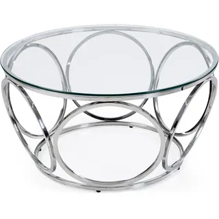SalesFever Couchtisch im eleganten Stil Silber Edelstahl 80 x 40 cm