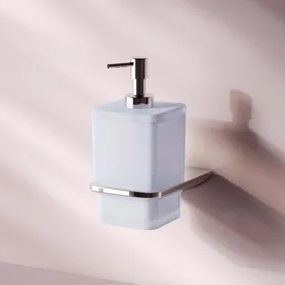 AM.PM Seifenspender Wandmontage Flüssigseifenspender nachfüllbar Dispenser für Seife oder Duschgel mit Bohren Edelstahl Glas Am.pm Chrom
