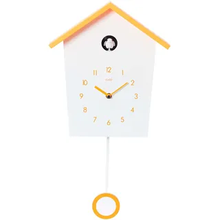 Cuco Clock Kuckucksuhr Landhaus 46,5 × 27 × 7,8cm, Pendeluhr Wanduhr, Moderne Schwarzwalduhr, Pendeluhr mit Nachtruhefunktion, Vogelgezwitscher, Vogelstimme