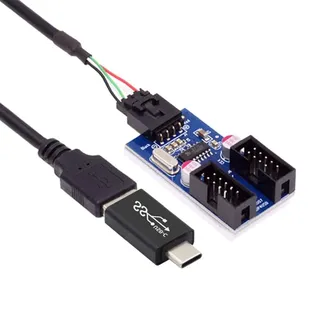 NFHK USB 3.1 Stecker Typ-C USB-C auf USB 2.0 Typ-A Stecker 1 auf 2 Buchsen Motherboard 9pin 10pinHeader HUB Adapter Port Multiplier