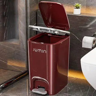 Kunststoff-Pedal-Mülleimer mit Doppeldeckel – Fußpedal & Drucköffnung, ideal für Küche und Schlafzimmer Rot 12L 26 × 20 × 28 cm /LJT12L-HONG/ - Rot