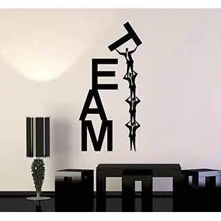 QIANGTOU Vinyl-Wandtattoo Teamarbeit Teamwork Büroaufkleber Geschäft Büro Platz Wandkunst Mode Dekor 54x111cm