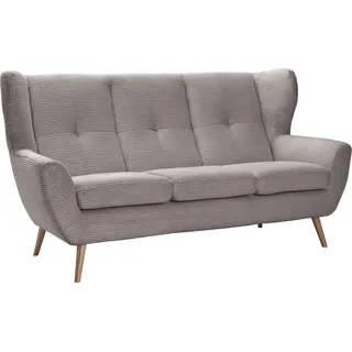 exxpo - sofa fashion 3-Sitzer EXXPO - SOFA FASHION "ALVESTA, Loungesofa, Küchensofa, hoher Sitzkomfort, Ohrenbackensofa", braun (cappuccino), B:190cm H:102cm T:90cm, Sofas, gemütliche Rückenlehne, mit Knopfheftung und hohen Holzfüßen, in Cord