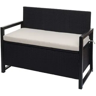 MCW Poly-Rattan, Anthrazit, Weiß, Kunststoff, 117x87x57 cm, Gartenmöbel, Gartenbänke