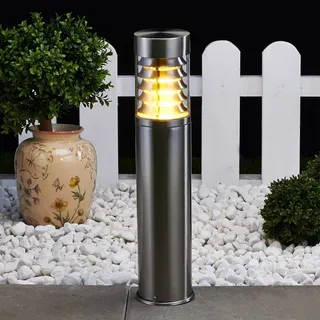 LINDBY Außenleuchte Edelstahl 50 cm E27 spritzwassergeschützt grau
