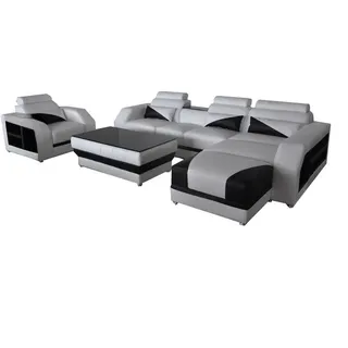 Leder Eck Sofa mit USB Garnitur Sofas Couchen Polster Wohnlandschaft Sessel Ecke