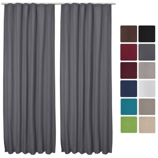 Vorhang Amelie Luna, Beautissu, 2er Set Kräuselband Thermogardine 140x245cm grau