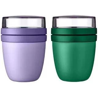 Mepal | Lunchpot Mini Ellipse Mixed | Vivid Lilac + Vivid Green – 300 ml – 420 ml, | praktischer Reisebecher, Joghurtbecher To go | geeignet für