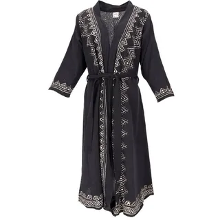 Guru-Shop Kimono Baumwollkimono, Oversize Kimono Mantel,.., alternative Bekleidung schwarz