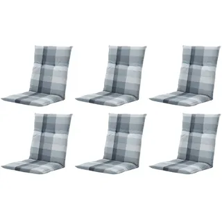 Gardissimo Polsterauflage Niederlehner Niedriglehner Gartenstuhlauflagen Auflage 6 er Sya grau, (Spar-Set, 6 St., 6 Auflagen), UV-beständig inkl. Bindebänder, Halterbänder für Niedriglehner-Stühle grau