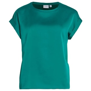Vila T-Shirt Satin Blusen T-Shirt Kurzarm Basic Top Glänzend VIELLETTE 4599 in Dunkelgrün grün|schwarz M (38)ARIZONAS