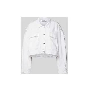 Cropped Jeansjacke mit Brusttaschen, Weiss, XS