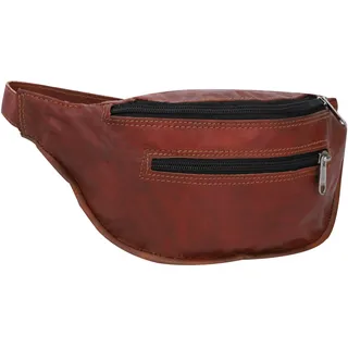 Gusti Gürteltasche Leder - Richard Damen und Herren Bauchtasche Hüfttasche Festivaltasche Vintage Braun Leder - Onesize