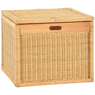 Krines Home Wäschekorb Korb mit Deckel Rattan geflochten Regalkorb, Schrankkorb Aufbewahrung, Kubus Groß gelb