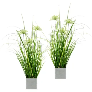 Kunstpflanze I.GE.A. "Grasbusch im Topf", grün, B:13cm H:32cm L:13cm, Kunststoff, Kunstpflanzen, Kunstpflanze, 2er Set Gräser Kunstgras Dekogras Grünpflanze Pflanze Kunstblume