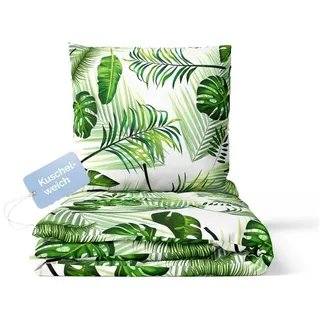 ZIRVEHOME Bettwäsche Bettwäsche, Microfaser, 4 teilig, Bettwäsche 135x200 cm Bügelfrei, Pflegeleicht, Atmungsaktiv grün