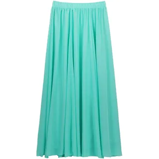 CAMILIFE Damen Chiffon Langer Rock Strandrock Maxirock Chiffonrock Damenrock für Sommer Strand Alltag Party Rocklänge 100cm - Einfarbig Türkis - 34-40