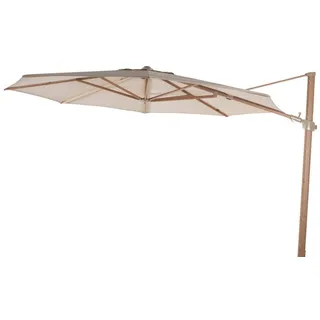 4Seasons Siesta Premium Ampelschirm Ø350cm Aluminium Holzoptik/Solefin Sand - Braun