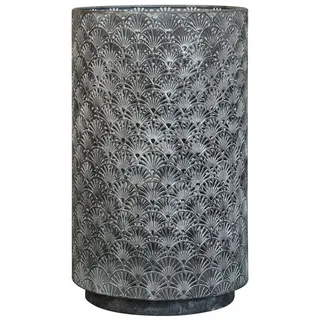 Macosa Home Kerzenlaterne Laterne Metall Grau 50 cm Dekolaterne Dekoleuchte Gartendeko Deko (Dekoleuchte Leuchte Dekolampe), Metalllaterne modern gemustert Deko freistehend grau