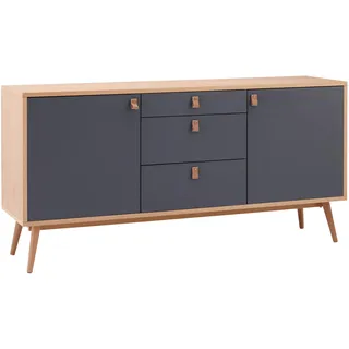 Sideboard Lena Grau/ Eichefarben Echtholz