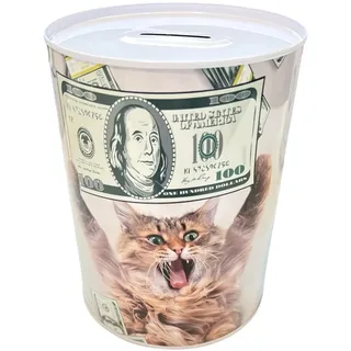 Spardose Katze Money Lover XL 12x9 cm, originell, Geschenk für Erwachsene
