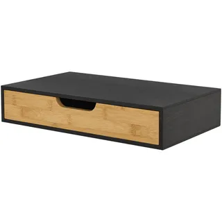 [en.casa] Wandregal Bokn mit Schublade Bambus Schwarz [en.casa]