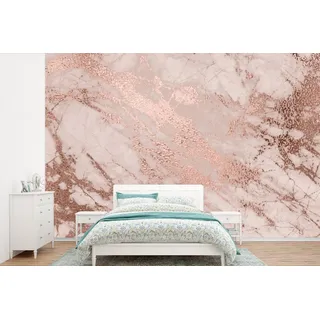 MuchoWow Fototapete Marmor - Rosa - Luxus - Marmoroptik - Glitzer - Design, Matt, bedruckt, Wallpaper für Wohnzimmer, Schlafzimmer, Vinyl Tapete, 600x400 cm bunt 6 m x 4 m