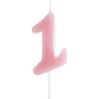 dekora - Originale Geburtstagskerzen Zahlen in Rosa - Kerze 1 Geburtstag Mädchen - Geburtstagskerze 1 Jahr