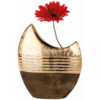 Unbekannt Moderne Deko Vase Blumenvase aus Keramik Gold/braun Höhe 23 cm