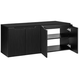 Lomadox Waschbeckenschrank NEWPORT-56-BLACK 160 cm Waschtisch-Unterschrank 40 cm tief Badschrank schwarz 4 Türen schwarz