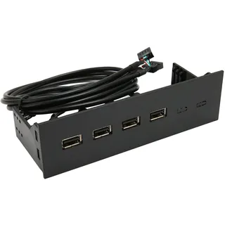ASHATA 5,25-Zoll-USB-2.0-Hub mit Frontblende, 4 Anschlüsse, Interner Metall-USB-Hub mit 4 USB-2.0-Anschlüssen für PC-Gehäuse 11 10 8.1 8 7 Vista XP, Halterung für Optische