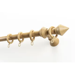 GARESA Gardinenstange GARESA "Palmo", beige (natur), L:270cm Ø:28mm, Holzwerkstoff, Gardinenstangen, Vorhanggarnitur aus Holz, verlängerbar, mit Ringe/2 Lauf Gleiter