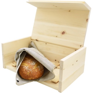 4betterdays.com NATURlich leben! Edler Brotkasten aus Zirbenholz – 42x26x16 cm – mit Einlegegitter und Bäckerleinen – hochklappbar – Handarbeit aus Österreich