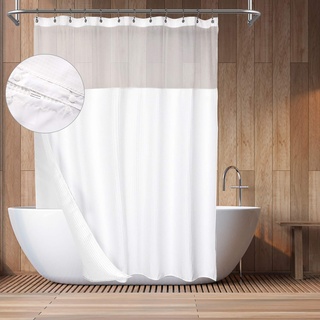 Barossa Design Baumwoll-Duschvorhang, Farben und Größen 72Wx72H(W/Liner) White(w/Window)