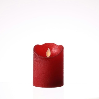 LED Kerze TWINKLE Echtwachs bewegliche Flamme H: 10cm Timer rot für Innen