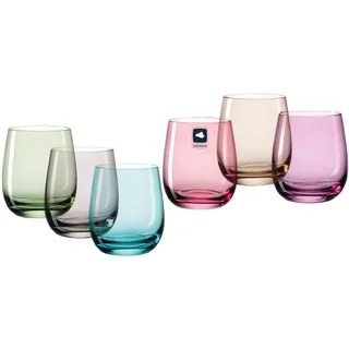 LEONARDO HOME Trinkgläser SORA (6er Set) • Bunte Wassergläser (360 ml) • 6 Farben • Spülmaschinenfest & Langlebig • Mehrfarbige Gläser für Zuhause, Restaurants & Partys • Saft-Glas Sora • 047289