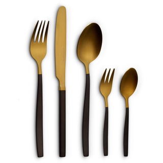 Echtwerk Tafelbesteck Positano Due-Gold/Black Edition, 20-teilig, für 4 Personen, 18/10 mattiert, Edelstahl, Hochwertiges Besteck Set, für Esstisch, Tischdeko für Hochzeiten und festliche Tafeln